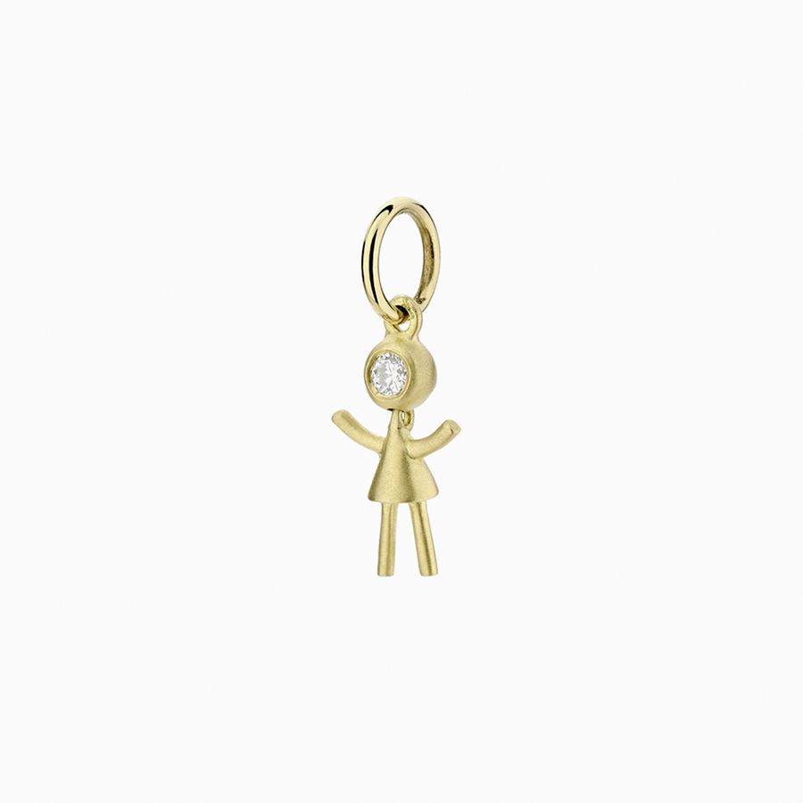 Een 18 krt geelgouden hanger van Antonio Bernardo model My Girl met een diamantje briljant geslepen 0.01 crt.